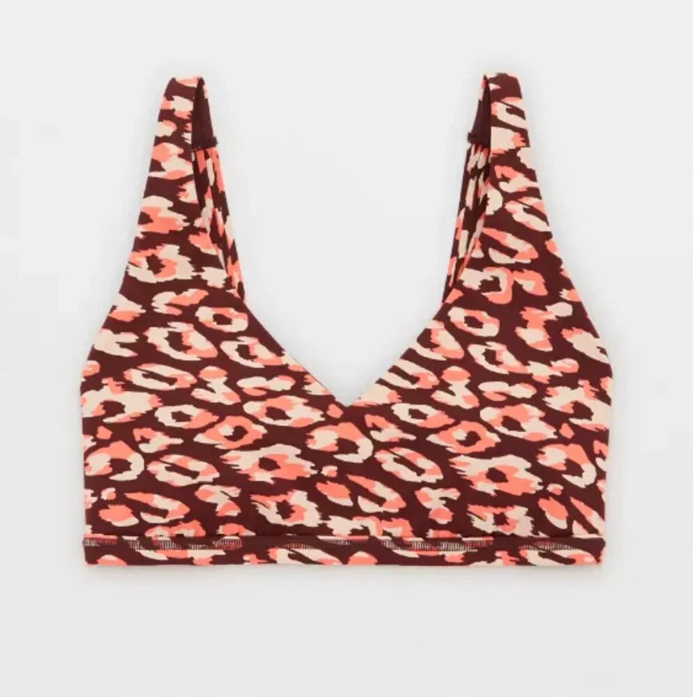 OFFLINE By Aerie Goals Plunge Sports Bra – Maplewood – Size M